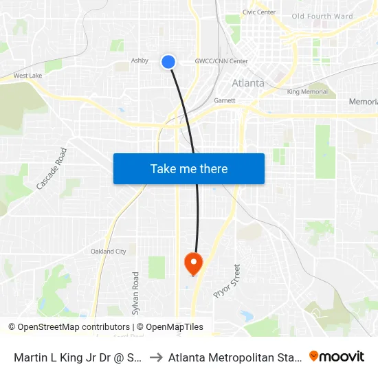 Martin L King Jr Dr @ Sunset Ave to Atlanta Metropolitan State College map