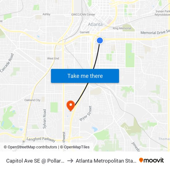Capitol Ave SE @ Pollard Blvd SW to Atlanta Metropolitan State College map