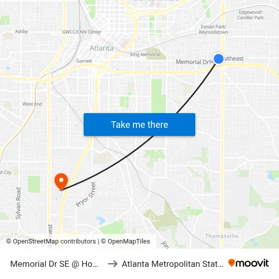 Memorial Dr SE @ Howell Dr SE to Atlanta Metropolitan State College map