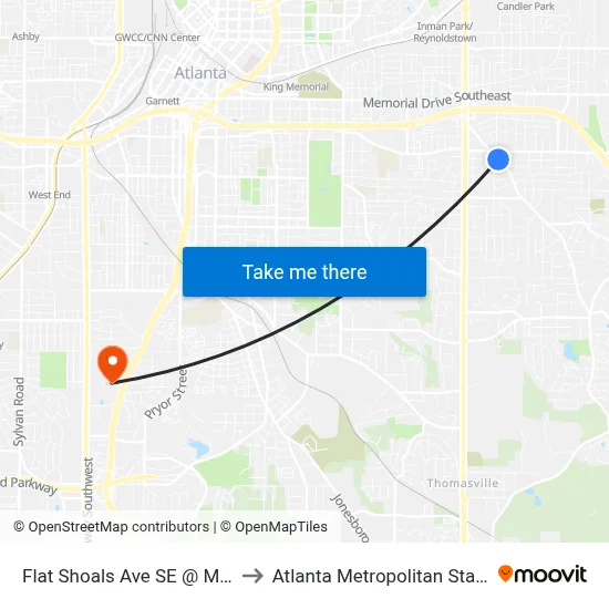 Flat Shoals Ave SE @ May Ave SE to Atlanta Metropolitan State College map