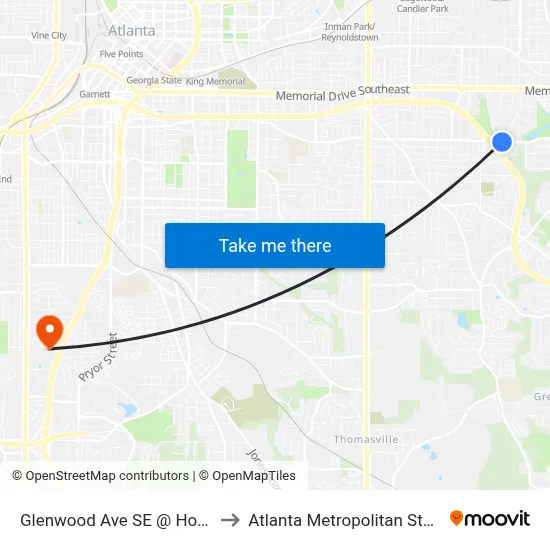 Glenwood Ave SE @ Howard St SE to Atlanta Metropolitan State College map