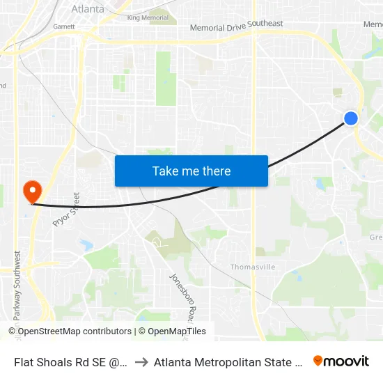 Flat Shoals Rd SE @ 1930 to Atlanta Metropolitan State College map