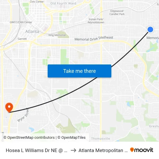 Hosea L Williams Dr NE @ Norwood Ave NE to Atlanta Metropolitan State College map