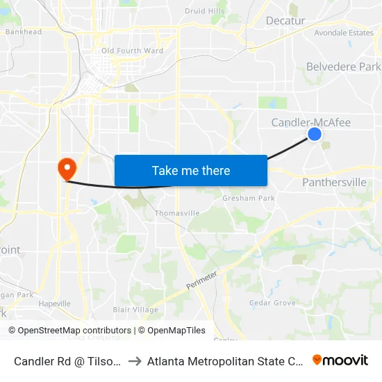 Candler Rd @ Tilson Rd to Atlanta Metropolitan State College map