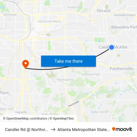 Candler Rd @ Northview Ave to Atlanta Metropolitan State College map
