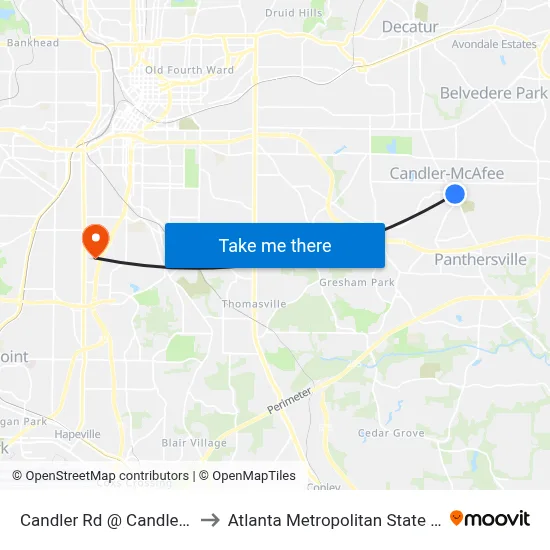 Candler Rd @ Candler Pkwy to Atlanta Metropolitan State College map