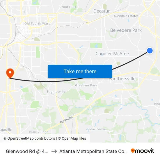 Glenwood Rd @ 4371 to Atlanta Metropolitan State College map