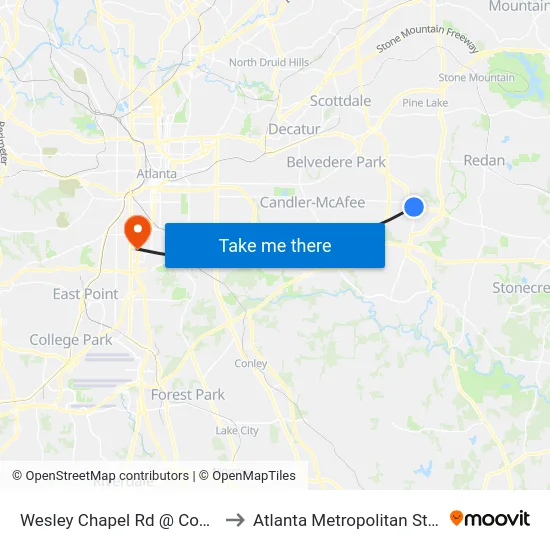 Wesley Chapel Rd @ Covington Hwy to Atlanta Metropolitan State College map