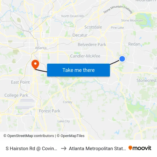 S Hairston Rd @ Covington Hwy to Atlanta Metropolitan State College map