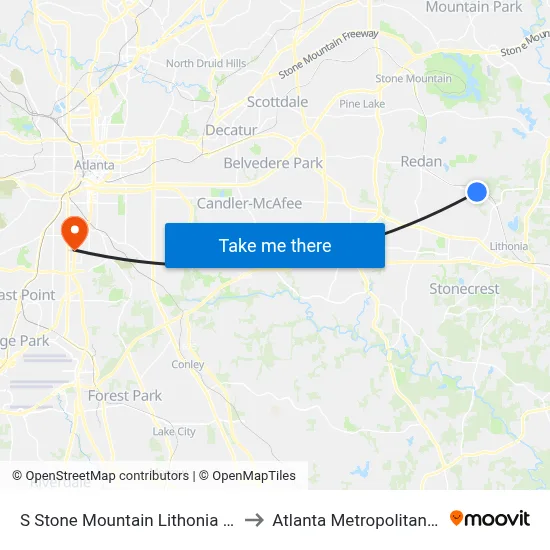 S Stone Mountain Lithonia Rd @ Redan East to Atlanta Metropolitan State College map