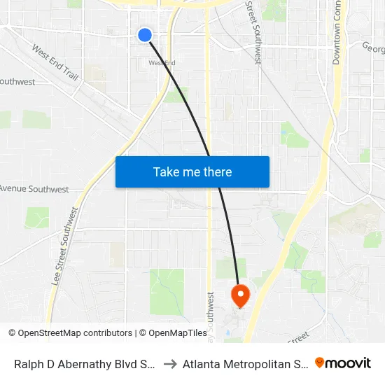 Ralph D Abernathy Blvd SW @ Evans St to Atlanta Metropolitan State College map