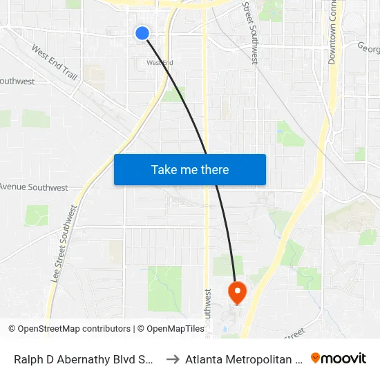 Ralph D Abernathy Blvd SW @ Dunn St SW to Atlanta Metropolitan State College map