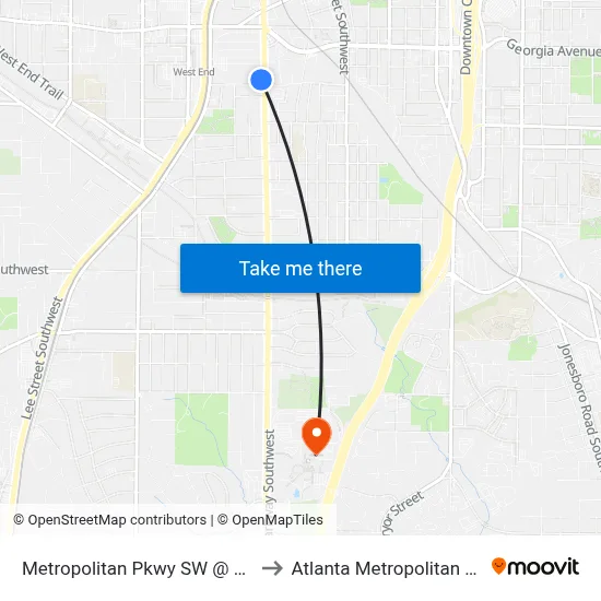 Metropolitan Pkwy SW @ Shelton Ave SW to Atlanta Metropolitan State College map