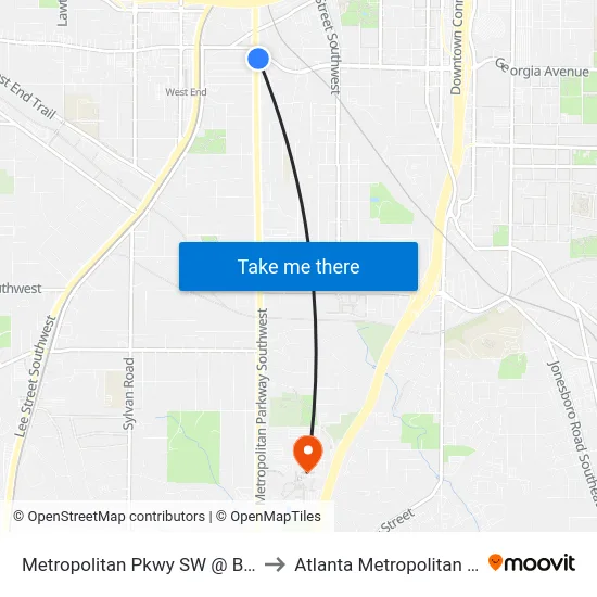 Metropolitan Pkwy SW @ Bronner Bros Way to Atlanta Metropolitan State College map
