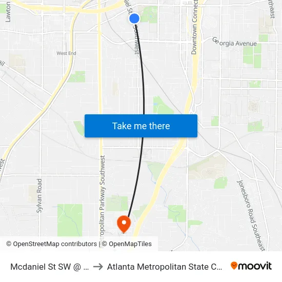Mcdaniel St SW @ 565 to Atlanta Metropolitan State College map