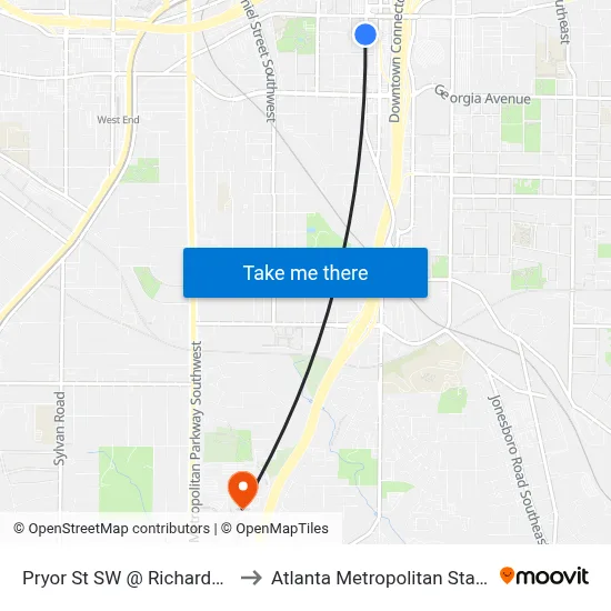 Pryor St SW @ Richardson St SW to Atlanta Metropolitan State College map