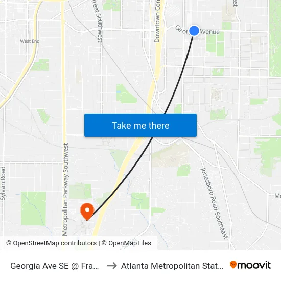Georgia Ave SE @ Fraser St SE to Atlanta Metropolitan State College map