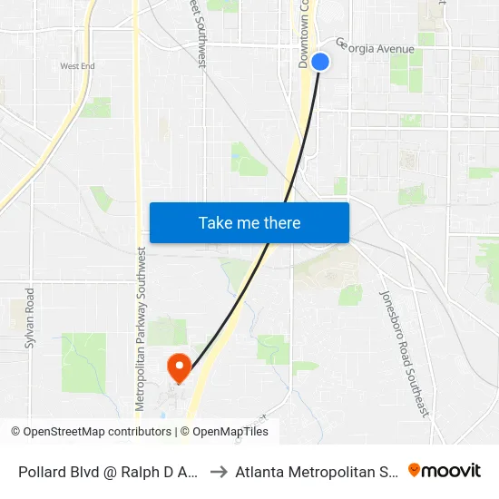 Pollard Blvd @ Ralph D Abernathy Blvd to Atlanta Metropolitan State College map