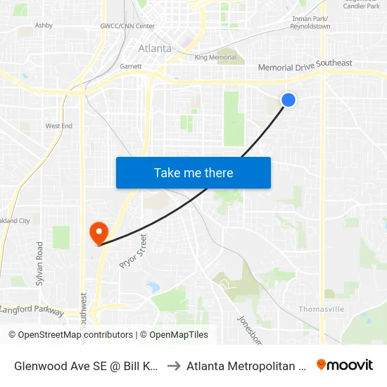 Glenwood Ave SE @ Bill Kennedy Way SE to Atlanta Metropolitan State College map