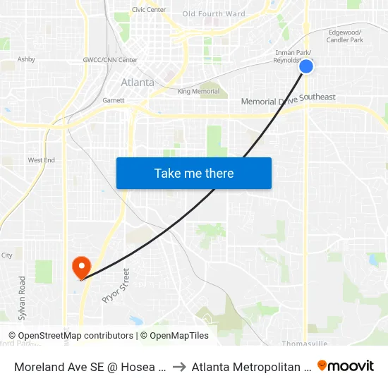 Moreland Ave SE @ Hosea L Williams Dr NE to Atlanta Metropolitan State College map