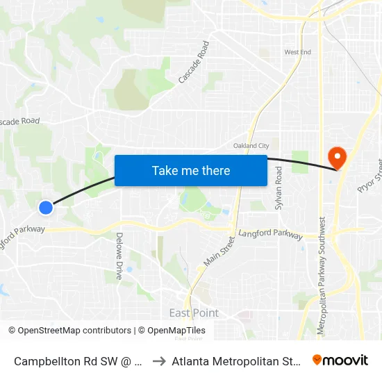 Campbellton Rd SW @ Dodson Rd to Atlanta Metropolitan State College map
