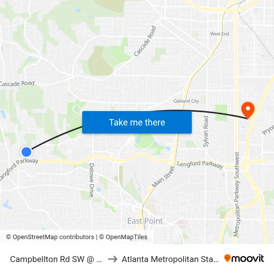 Campbellton Rd SW @ Harbin Rd to Atlanta Metropolitan State College map