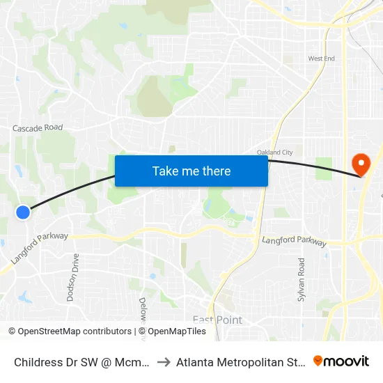 Childress Dr SW @ Mcmurray Dr SW to Atlanta Metropolitan State College map