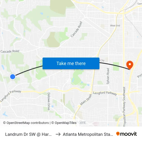 Landrum Dr SW @ Harbin Rd SW to Atlanta Metropolitan State College map