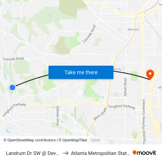 Landrum Dr SW @ Devon Dr SW to Atlanta Metropolitan State College map