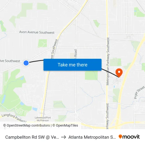 Campbellton Rd SW @ Venetian Dr SW to Atlanta Metropolitan State College map