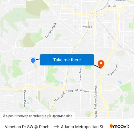 Venetian Dr SW @ Pinehurst Dr SW to Atlanta Metropolitan State College map