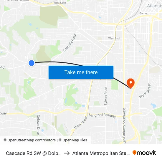 Cascade Rd SW @ Dolphin Dr SW to Atlanta Metropolitan State College map