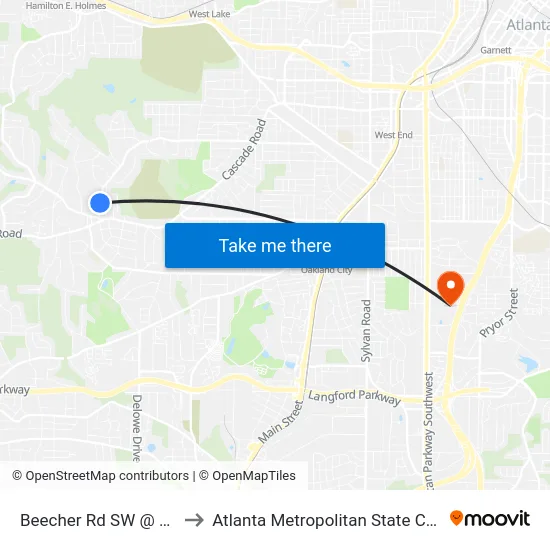 Beecher Rd SW @ 2356 to Atlanta Metropolitan State College map