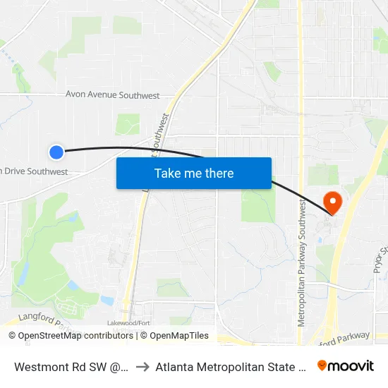 Westmont Rd SW @ 1411 to Atlanta Metropolitan State College map