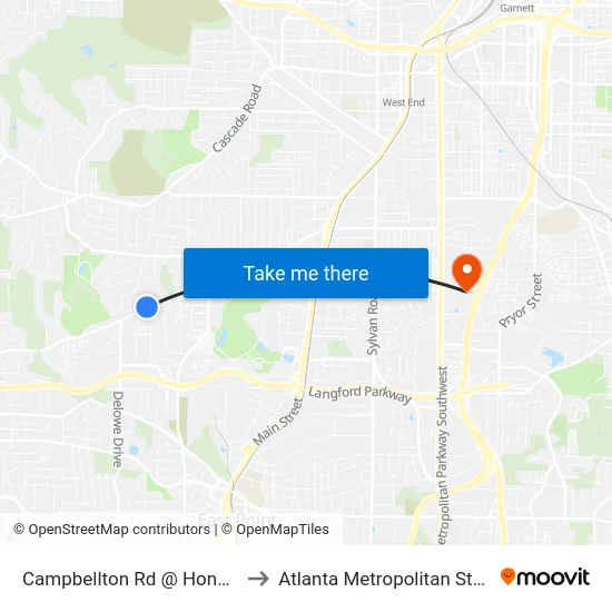 Campbellton Rd @ Honeysuckle Ln to Atlanta Metropolitan State College map