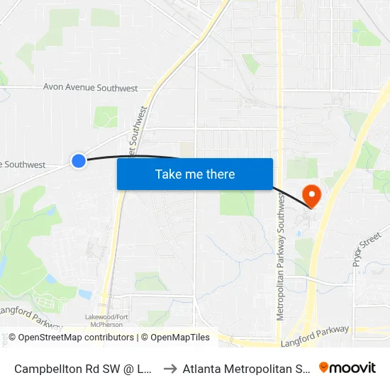 Campbellton Rd SW @ Lorenzo Dr SW to Atlanta Metropolitan State College map