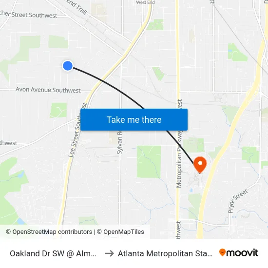 Oakland Dr SW @ Almont Dr SW to Atlanta Metropolitan State College map
