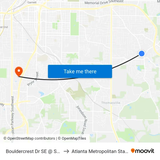Bouldercrest Dr SE @ Smith St SE to Atlanta Metropolitan State College map