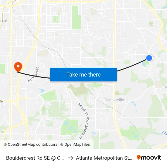 Bouldercrest Rd SE @ Cecilia Dr SE to Atlanta Metropolitan State College map
