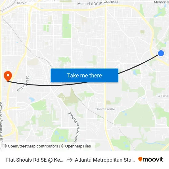 Flat Shoals Rd SE @ Keystone Dr to Atlanta Metropolitan State College map