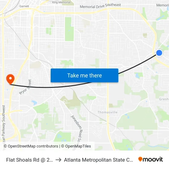 Flat Shoals Rd @ 2051 to Atlanta Metropolitan State College map