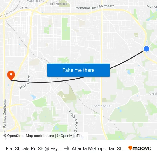 Flat Shoals Rd SE @ Fayetteville Rd to Atlanta Metropolitan State College map