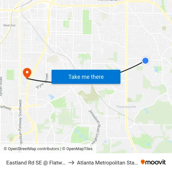 Eastland Rd SE @ Flatwood Dr SE to Atlanta Metropolitan State College map