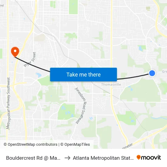 Bouldercrest Rd @ Mary Lou Ln to Atlanta Metropolitan State College map