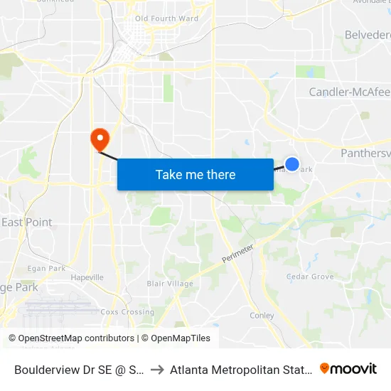 Boulderview Dr SE @ Sahara Dr to Atlanta Metropolitan State College map