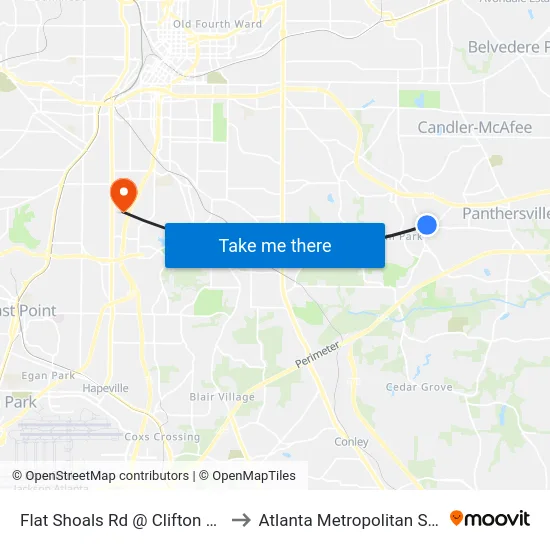 Flat Shoals Rd @ Clifton Church Rd SE to Atlanta Metropolitan State College map