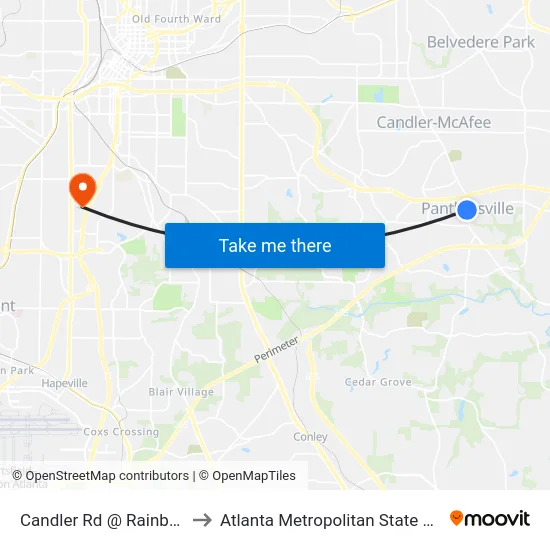 Candler Rd @ Rainbow Dr to Atlanta Metropolitan State College map