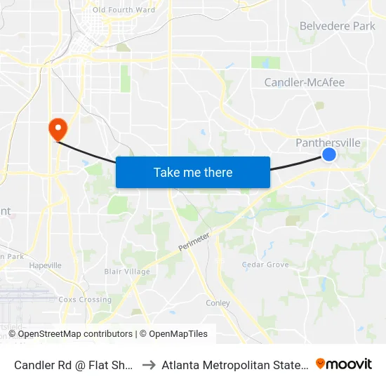 Candler Rd @ Flat Shoals Rd to Atlanta Metropolitan State College map