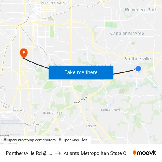 Panthersville Rd @ 2929 to Atlanta Metropolitan State College map