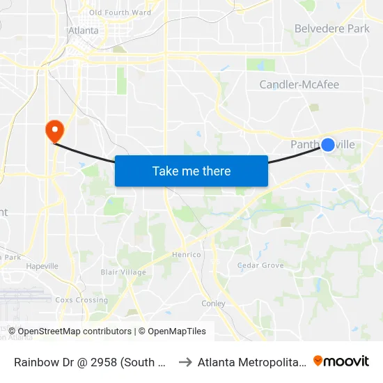 Rainbow Dr @ 2958 (South Dekalb Transfer Point) to Atlanta Metropolitan State College map